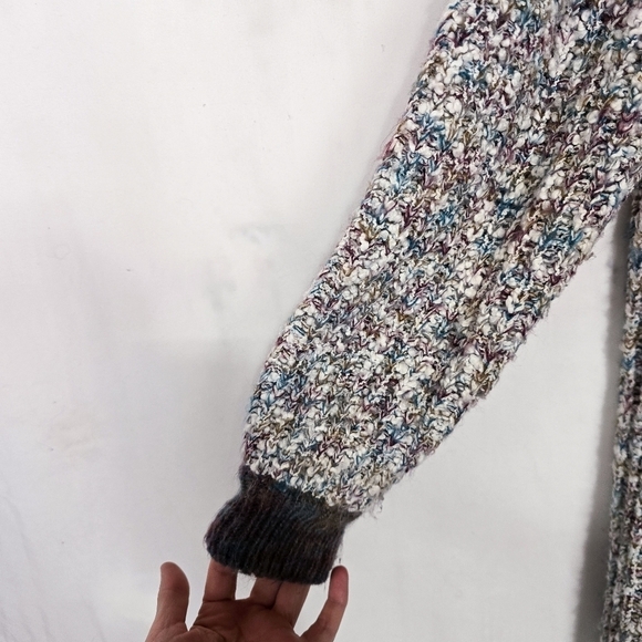 Vintage Confetti Boucle Knit Chunky Open Front Long Line Cardigan Coatigan - Picture 7 of 9